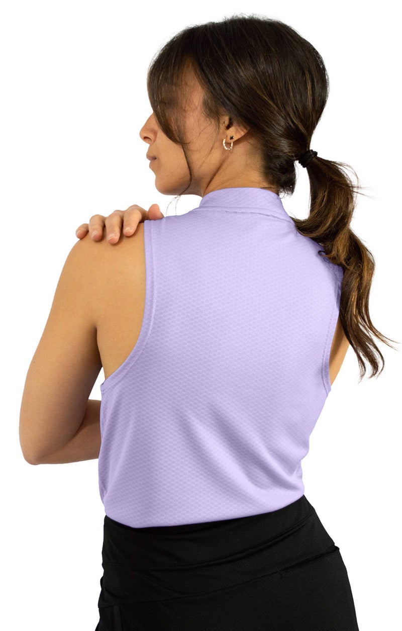 Three Sixty Six Womens Sleeveless Collarless Golf Polo Shirt with Zipper - Quick Dry Tank Tops for Women Lavender - Image 4